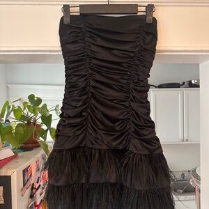 Size S Xoxo strapless satin mini ruched dress